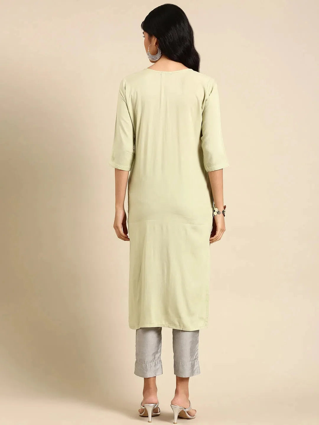 Green Solid Viscose Kurta | Indian Kurta for Women - DesiQlo