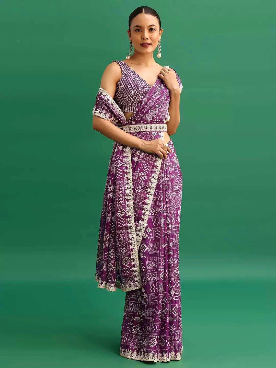 Crepe Saree for Women - Purple | MLWSHSA9003PUP | DesiQlo