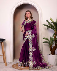 Organza Saree for Women - Maroon | MLWSHSA9008MRN