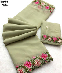Georgette Saree for Women - Green | MLWSHSA9012PSG