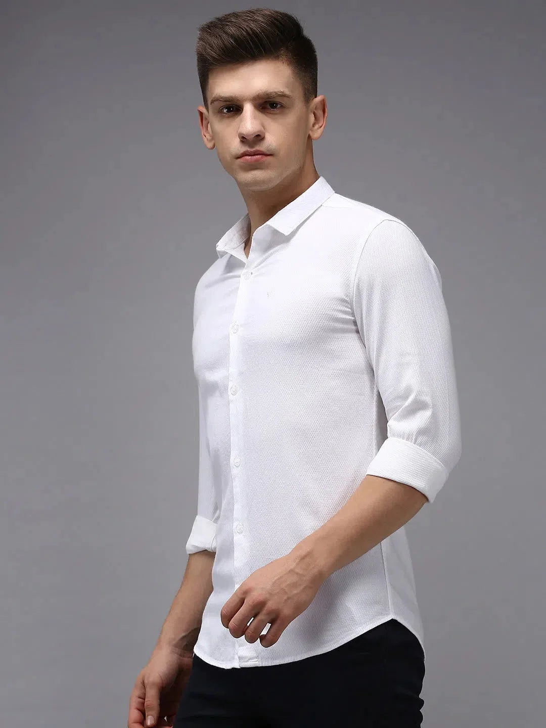 Men's White Solid Shirt - DesiQlo Cotton Casual Shirt
