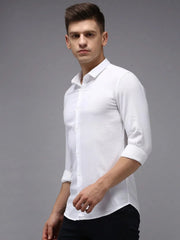 Men White Solid Casual Shirt-ZARAPLAIN-1346-White