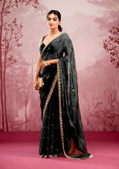 Silk Blend Saree for Women - Black | MLWSHSA9019BLK