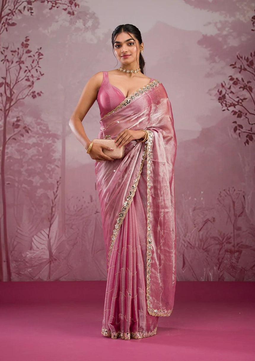 Silk Blend Saree for Women - Pink | MLWSHSA9022PNK | DesiQlo