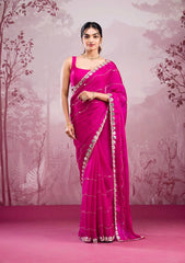 Silk Blend Saree for Women - Fuchsia | MLWSHSA9025FUS
