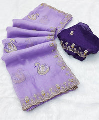 Chiffon Saree for Women - Lilac | MLWSHSA9027LVR