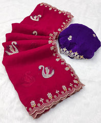 Chiffon Saree for Women - Fuchsia | MLWSHSA9030FUS
