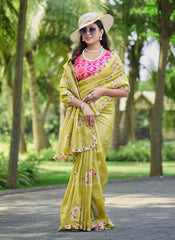 Silk Blend Saree for Women - Green | MLWSHSA9039OLV