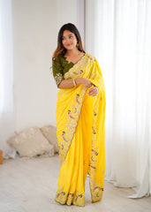 Crepe Saree for Women - Yellow | MLWSHSA9045YLW
