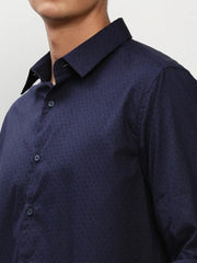Men Navy Printed Casual Casual Shirts-YAYIN-1587-Navyblue