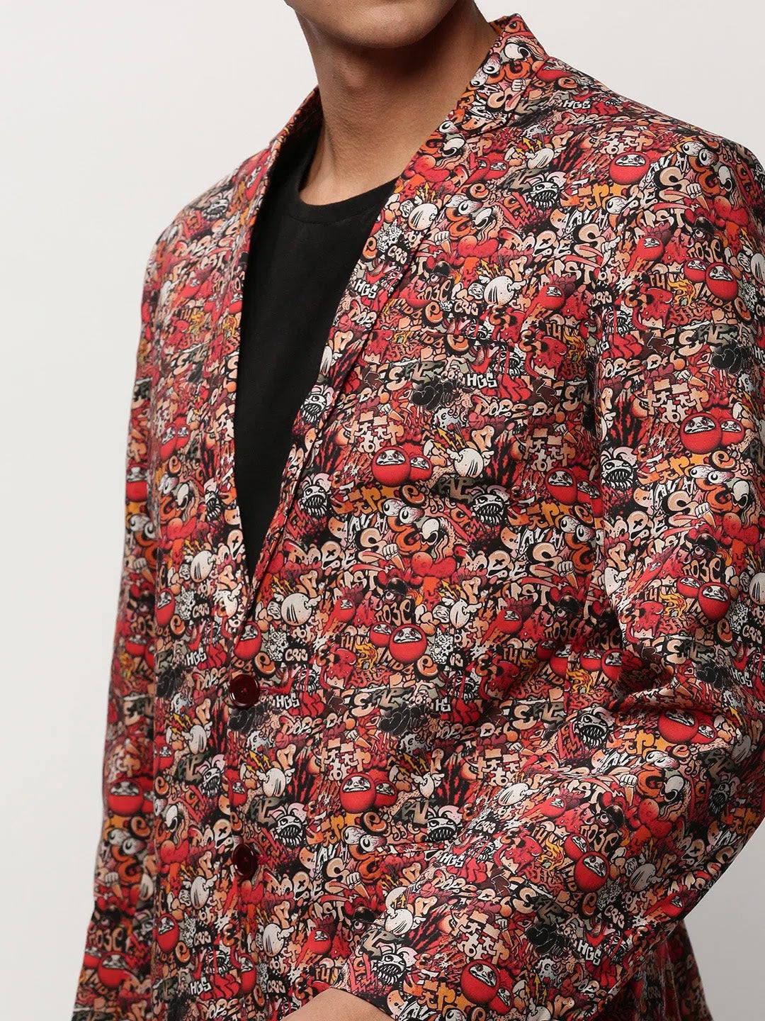 Rust Printed Men's Cotton Casual Blazer | Indian Nehru Jackets