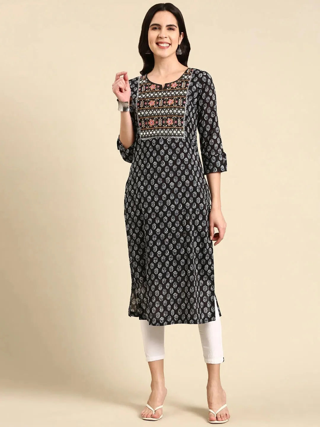 Black Printed Indian Kurta - Stylish Women's Cotton Kurtas