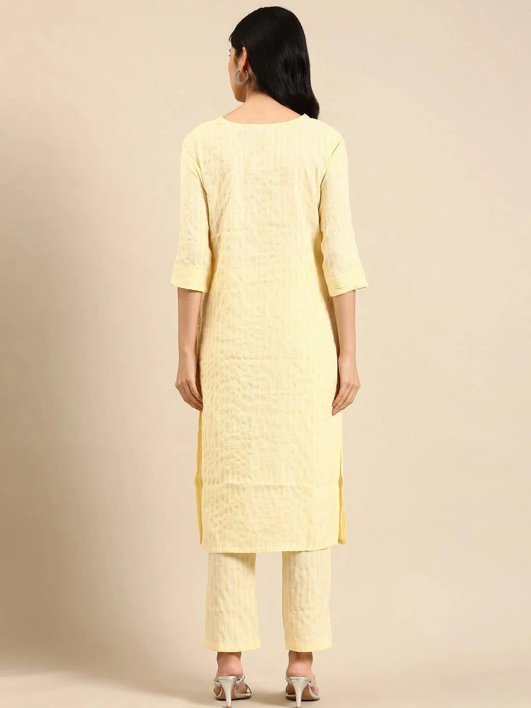 Yellow Solid Cotton Kurta Set for Women | Indian Kurta Sets