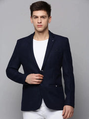 Men Navy Solid Blazer-AR-031-Navyblue