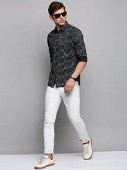 Men Black Printed Casual Shirt-BENSEEPRINT-1997-Black