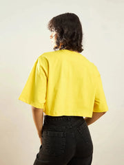 Women Yellow MILANO 1991 Printed Crop T-shirt