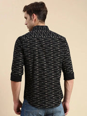 Men Black Printed Casual Shirt-RANGEPRINT-4914-Black