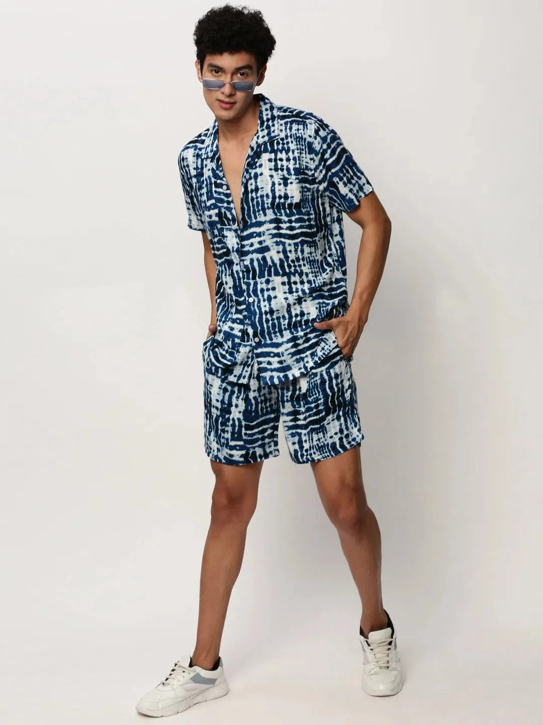 Men's Blue TieNDye Casual Co ord Sets | Showoff Fashion