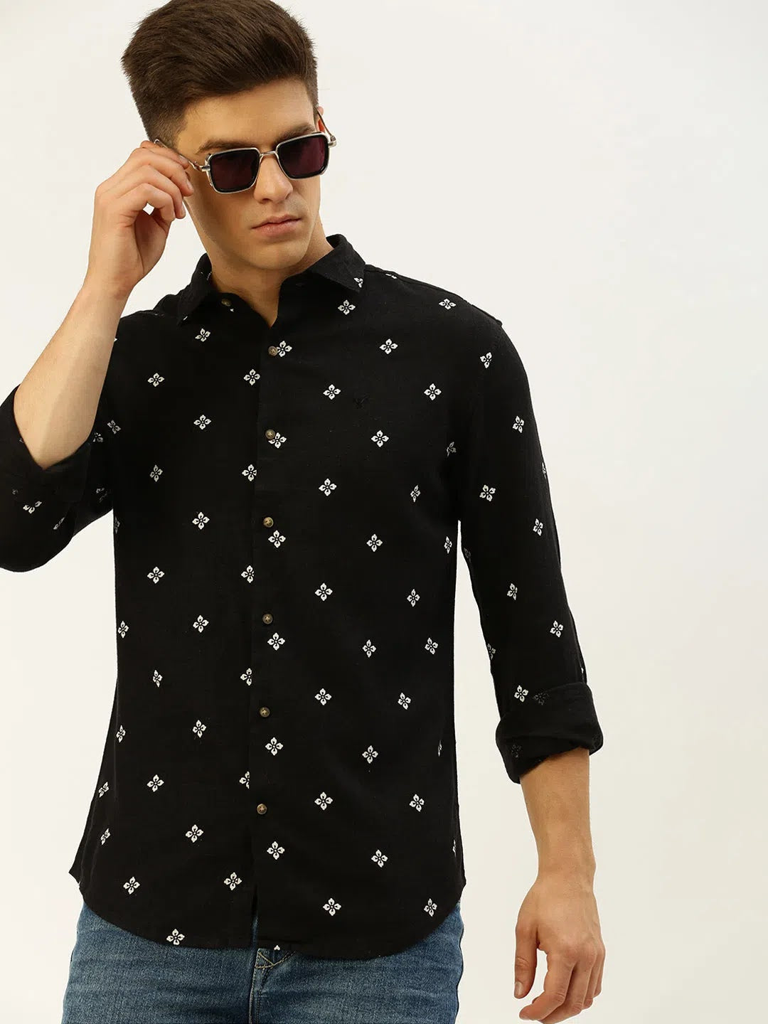 Men's Black Printed Linen Shirt | Stylish Casual Shirts