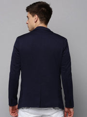 Men Navy Solid Blazer-EXES-3003-Navyblue