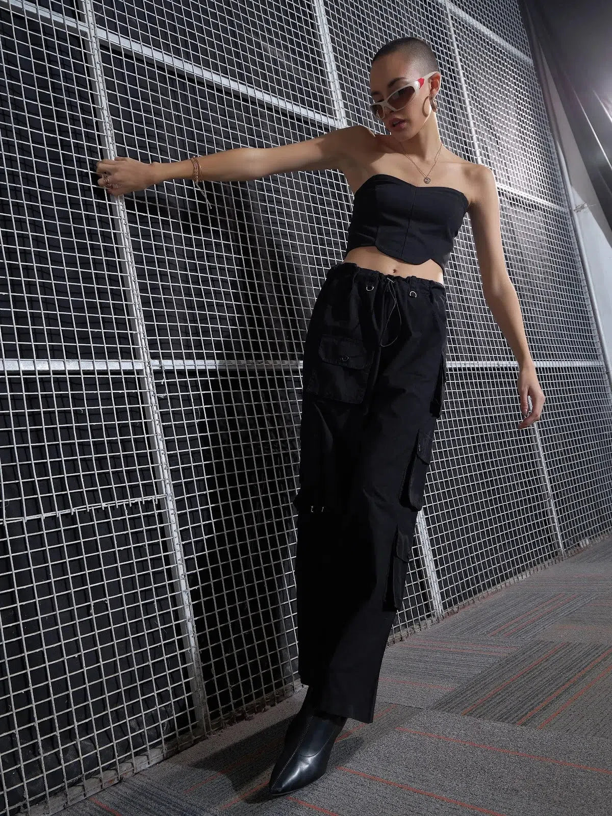 Women's Black Cargo Pants | Poplin, Multi-Pocket Western Wear