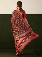 Women's Bhagalpuri Red Printed Designer Saree With Blouse Piece-12NTYA1206