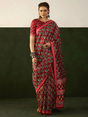 Women's Bhagalpuri Red Printed Designer Saree With Blouse Piece-12NTYA1206