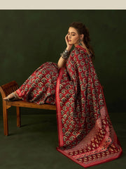 Women's Bhagalpuri Red Printed Designer Saree With Blouse Piece-12NTYA1206