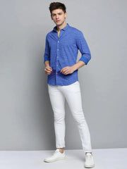Men Blue Printed Casual Shirt-EVMOSPRINTS-2059-Blue