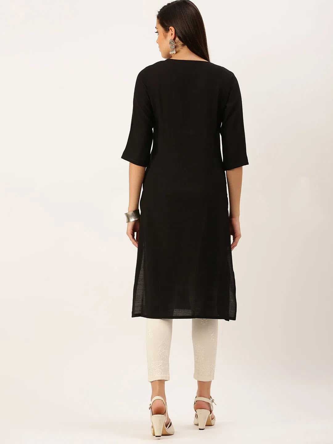 Black Embroidered Cotton Kurta | Women's Indian Kurta Online