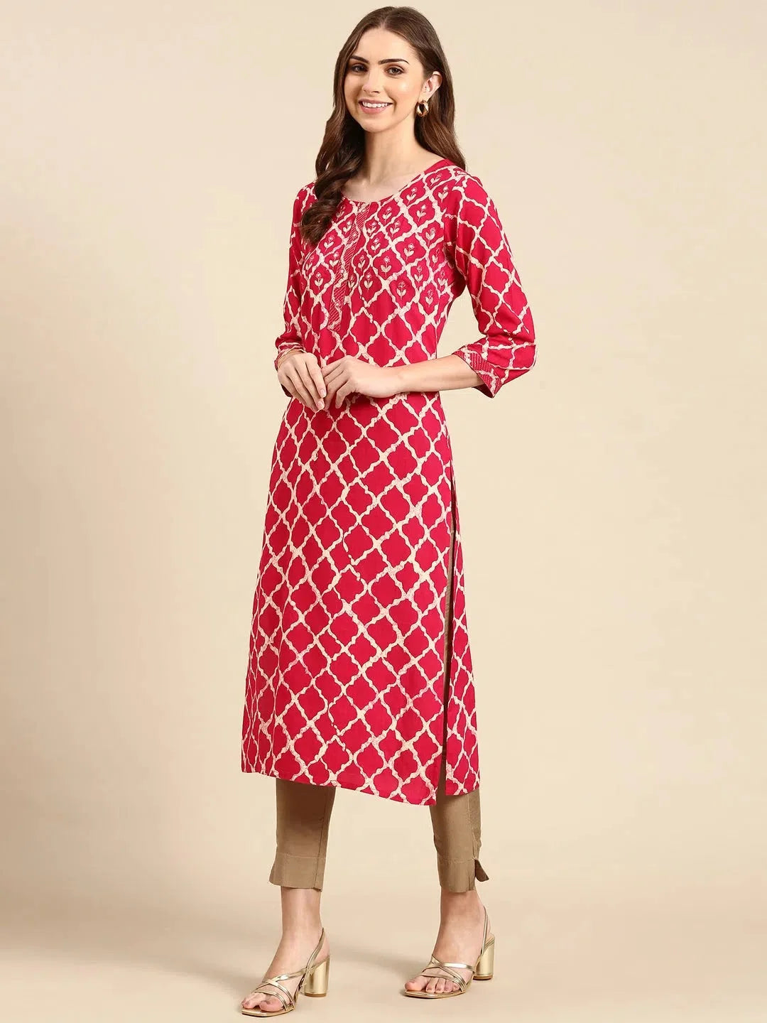 Magenta Printed Kurta - Stylish Indian Kurtas for Women