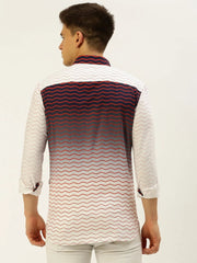 Men White Printed Casual Shirt-QUINN-3611-White