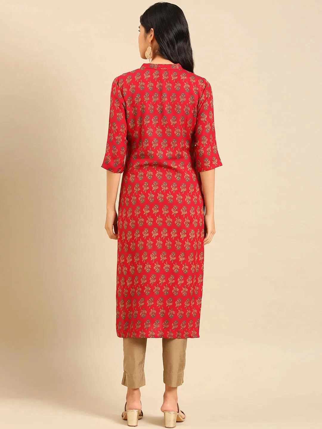 Red Printed Viscose Kurta - Stylish Indian Kurta for Women