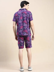 Men Purple Printed Casual Co ord Set-MARSHALL-1854-Purple