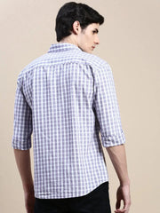Men Purple Checked Casual Shirt-GROVER-1113-Purple