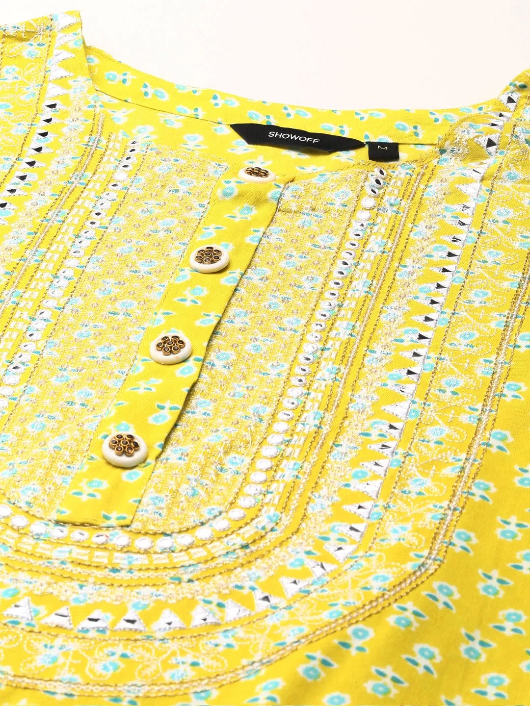 Lime Green Floral Women's Kurta Set | Cotton Kurta Sets