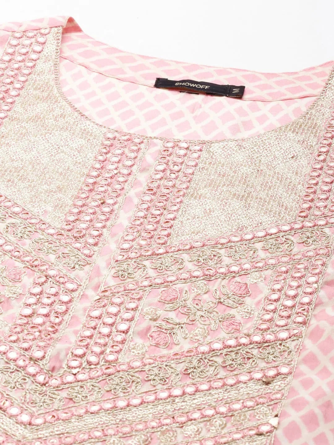 Coral Printed Women's Kurta Set | Geometric Polyester Fabric