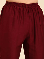 Women's Red Embroidered Kurta SetKC-837-Burgundy