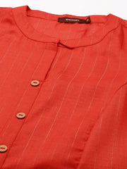 Women's Rust Embroidered Straight Kurta-ON-609-Rust