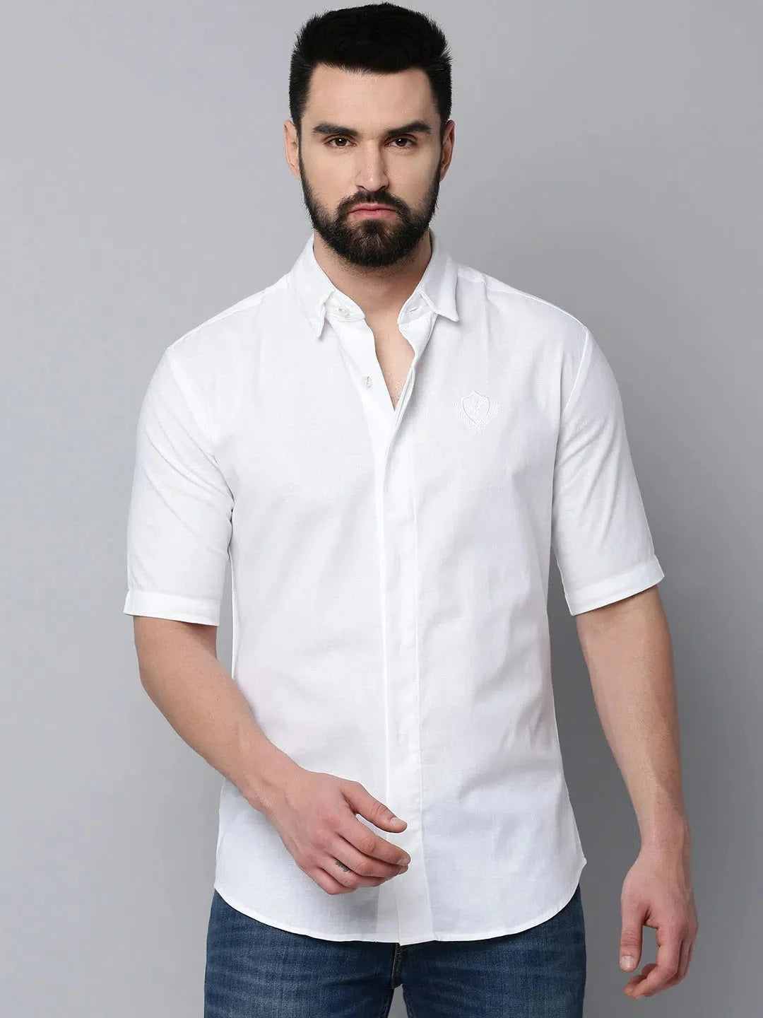 White Solid Mens Shirt - Casual Cotton Shirt | DesiQlo
