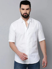 Men White Solid Casual Shirt-ELECTRAPLAIN-4518-White