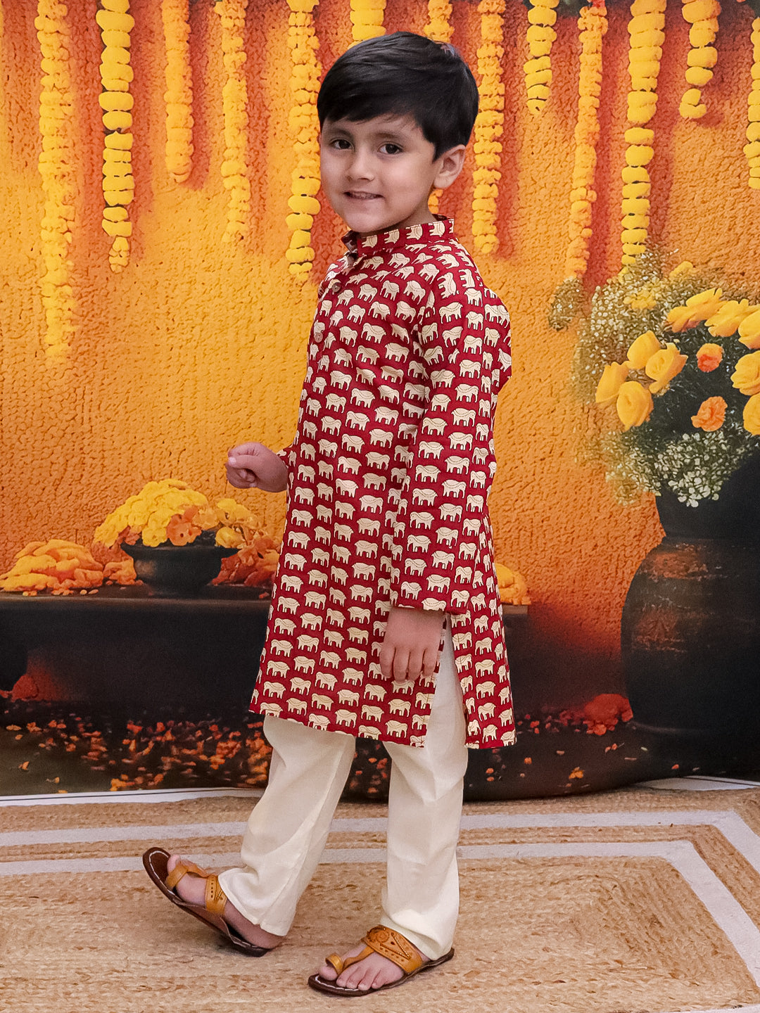 Kurta Pajama Set for Boys - Red | BD24KP75RDA | DesiQlo
