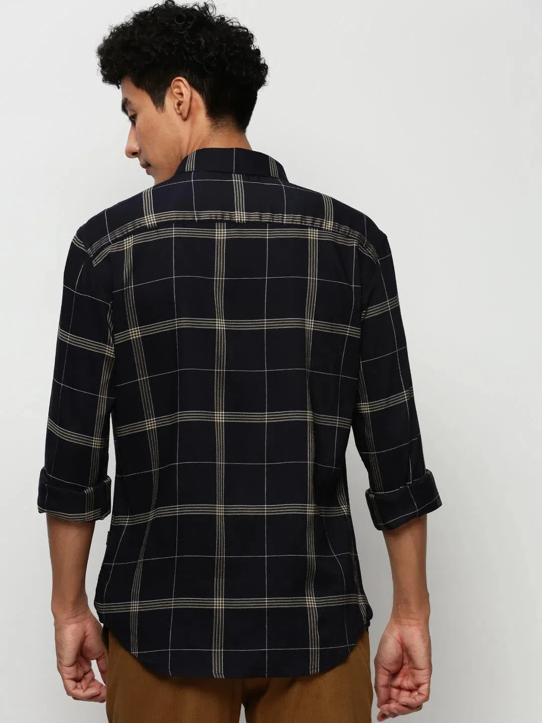 Navy Checked Mens Shirt - Casual Cotton Formal Shirts | DesiQlo