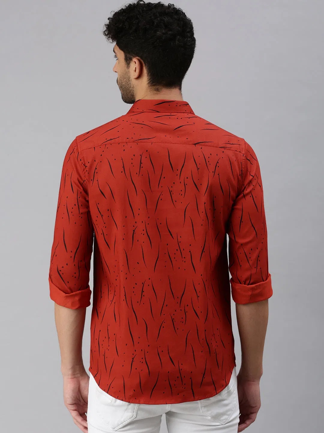 Rust Printed Mens Shirt | Cotton Casual Shirt by DesiQlo