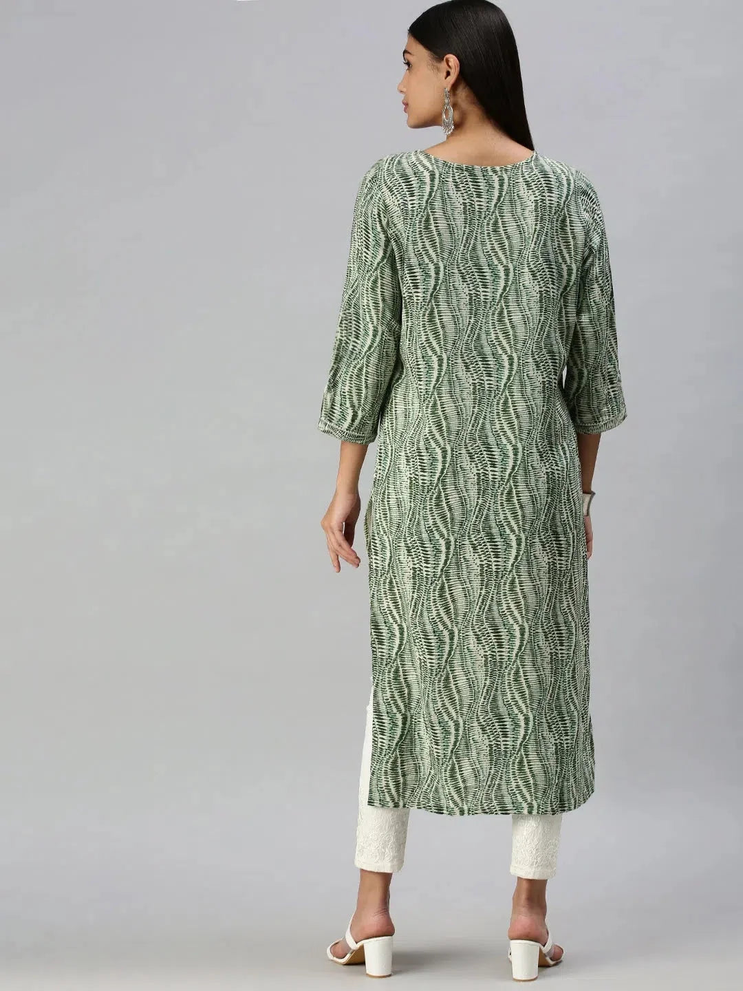 Beige Printed Cotton Kurta - Indian Kurta for Women Online