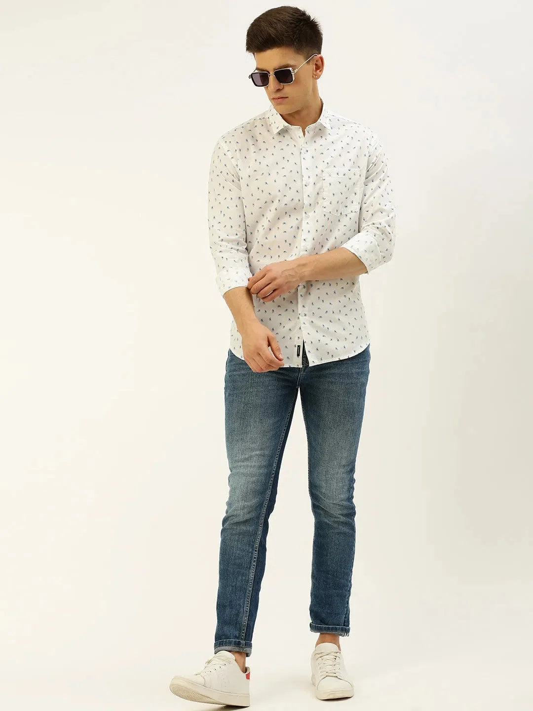 Shop White Printed Mens Shirt - Cotton Casual Shirt | DesiQlo