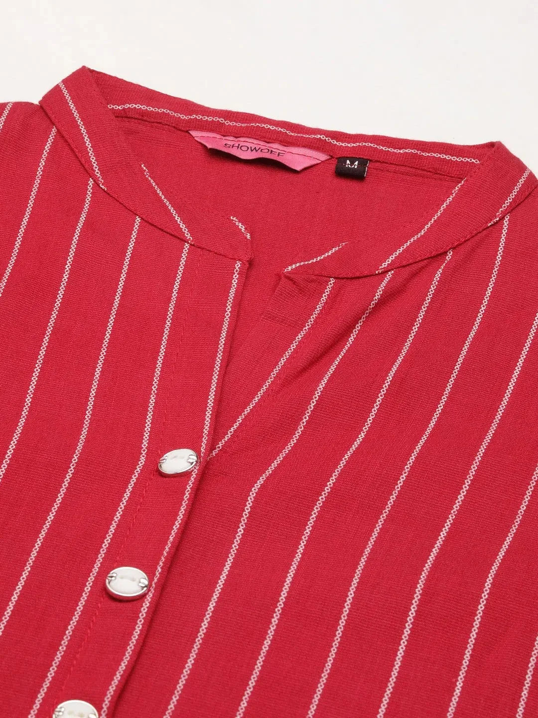 Magenta Striped Kurta Set | Cotton Indian Women's Kurta Sets