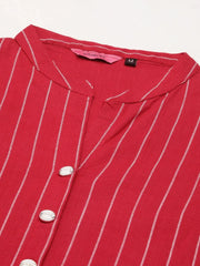 Women's Magenta Striped Kurta SetKC-3368-Magenta