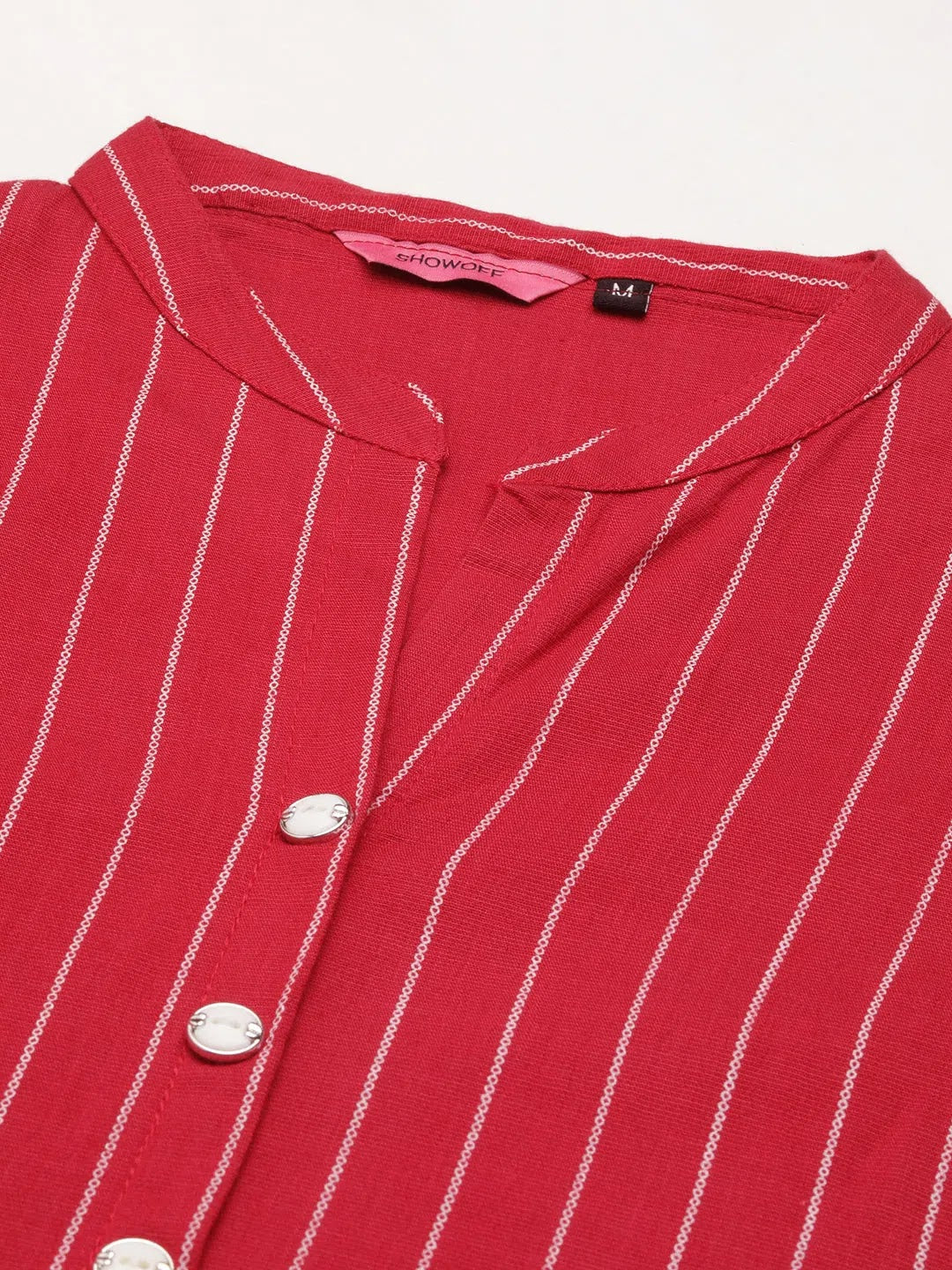 Magenta Striped Kurta Set | Cotton Indian Women's Kurta Sets
