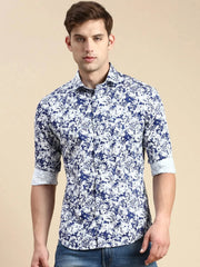 Men Blue Printed Casual Shirt-MONTREAL-0797-Blue
